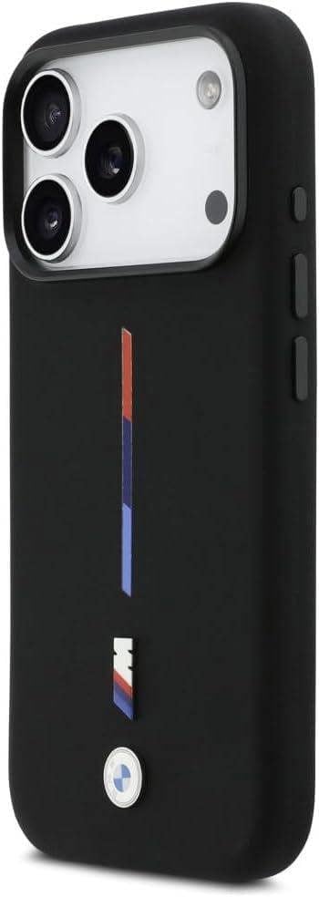 BMW M Series Silicone Tricolor Line Case with MagSafe for iPhone 17 Pro 6.3" Black - BMHMP17L25SITMIK
