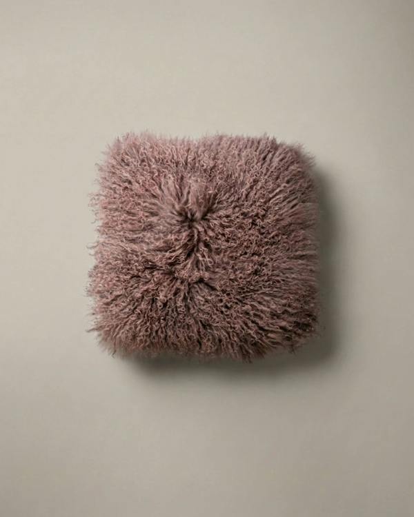 Mocha mongolian sheepskin pillow 