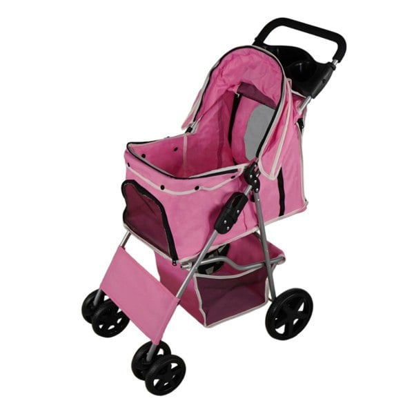 Monstershop Pet Stroller with Rain Cover – Pink