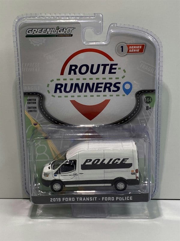 2019 ford transit police 1:64 route runners greenlight 53010