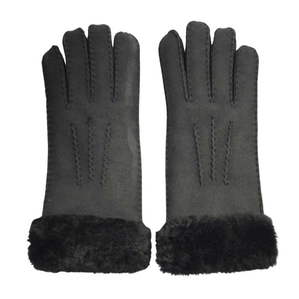 Infinity Leather Women's Plush Shearling Cuff Suede Genuine Leather Gloves