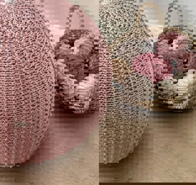 Zuri House Knitted pouffe, Small | POWDER PINK