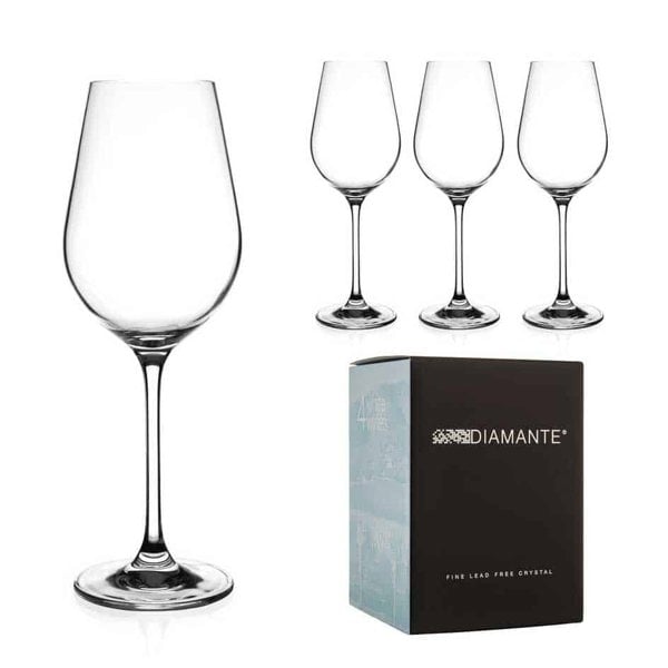 Diamante Auris White Wine Glasses - Set of 4