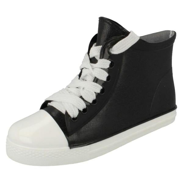 Spot On Ladies Spot On Lace Up Sneaker Style Ankle Wellington Boots