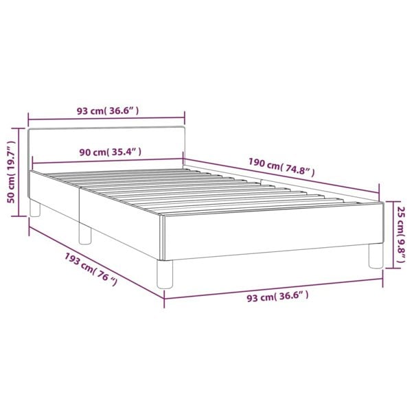 Berkfield Bed Frame with Headboard Black 90x190cm 3FT Single Velvet