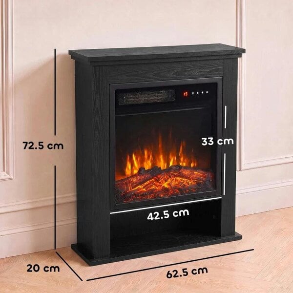 Electric Fireplace Suite with Shelf, 25" 1800W Electric Fire and Surround with LED Flame, 5 Brightness, Remote, Black