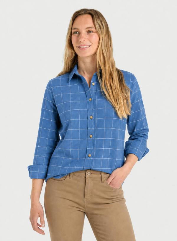 The Oxford Shirt Company Classic Flannel Shirt - Blue and White Check