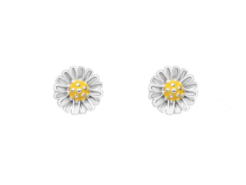 Cooksongold 925 Sterling Silver Daisy Flower Design Earrings, Stud Earrings