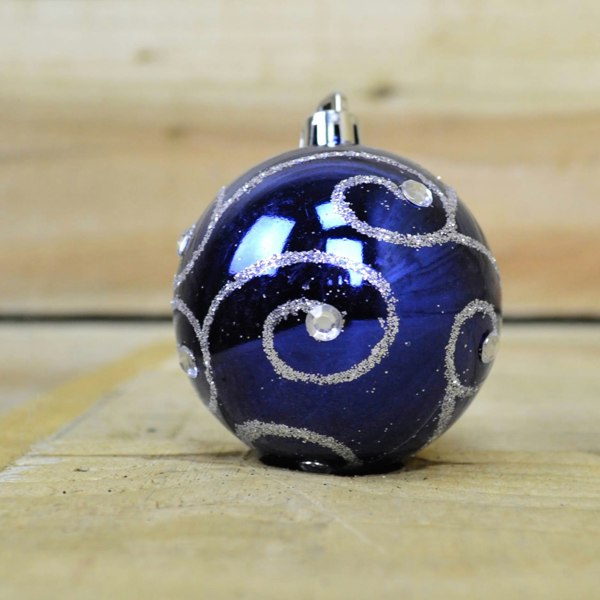 Samuel Alexander 9 Pack Premier 60mm Deluxe Glitter Christmas Tree Baubles - Midnight Blue