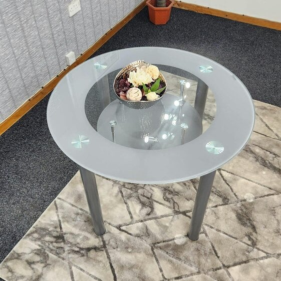 Kosy Koala Grey Glass Dining Table Round Dining Table Dining Room Kitchen Furniture