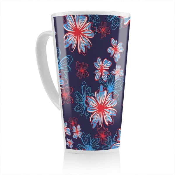 Benjamin Tate Design Red White & Blue Flower Print Latte Mug