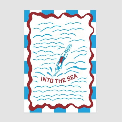Joules Into the Sea 50 X 70 Wood Frame | Blue
