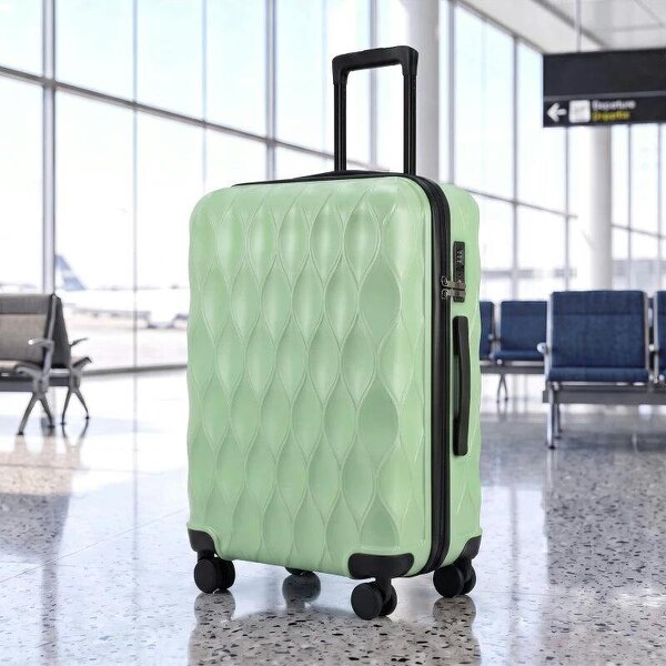 24Inch Suitcase, ABS Hard Shell Checked Luggage with TSA Lock, Spinner Wheels, Telescopic Handle, Green