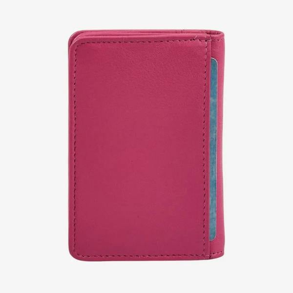 Pink leather card holder for handbags 