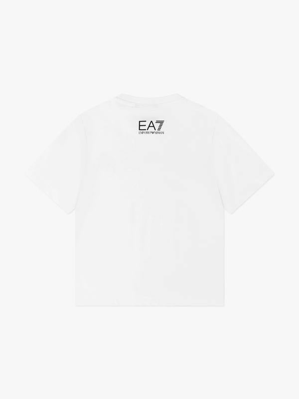 EA7 Emporio Armani Boys Train Extended Logo T-Shirt in White