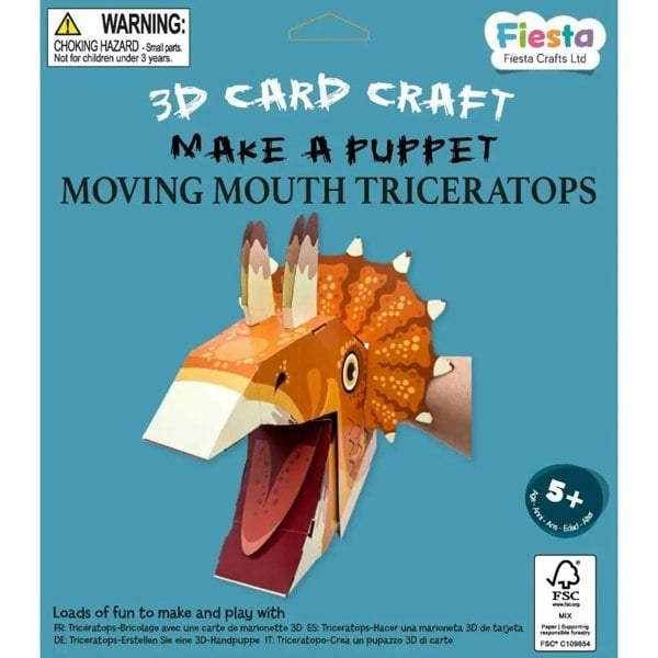 Fiesta Crafts Triceratops Puppet Craft Kit