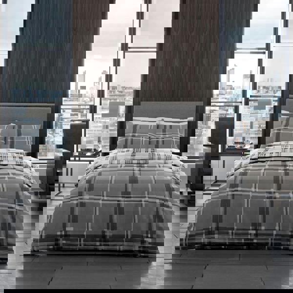 Smart Living Bardsley Check Duvet Cover and Pillowcase Set - Grey