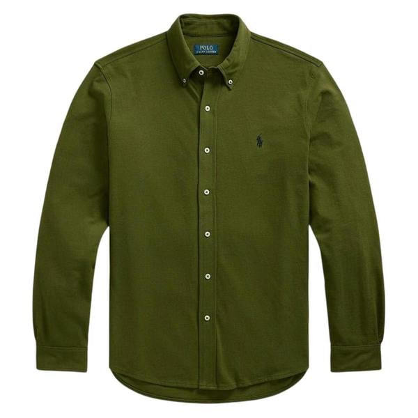 Ralph Lauren Mens Premium Cotton Button-Down Shirt - New Olive - 