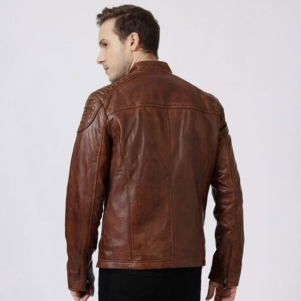 PRIMEHIDE Leather Biker Jacket Thomas Antique Brown