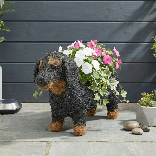 Garden Greatness Natural Rustic Dachshund Dog Planter