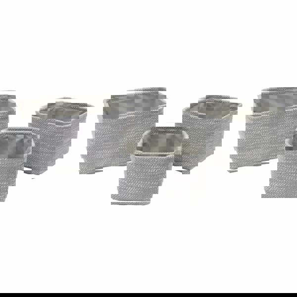 JVL Serena Square Fabric Storage Baskets for Home Organisation, Set of 3, Light Grey