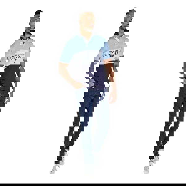 Raging Bull Mens Pique Cut and Sew Panel Rugby Polo Shirt - Navy - 