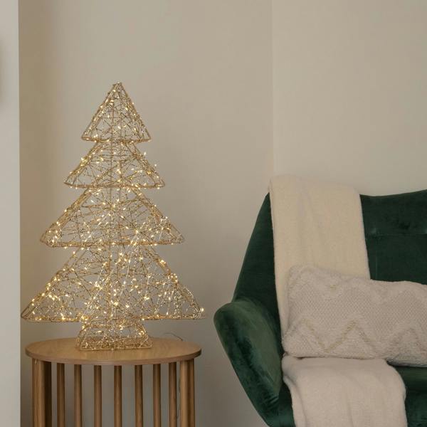Samuel Alexander 60cm Gold Light Up Christmas Tree with 300 Warm White LEDs & Timer