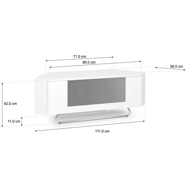 Centurion Supports Hampshire Corner-Friendly Gloss White with Black Contrast Beam-Thru Remote Friendly Door 26"-50" Flat Screen TV Cabinet