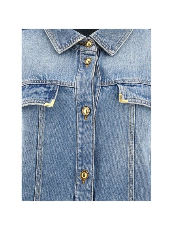 Palm Angels Washed Logo Denim Overshirt Blue - Supplied FashionPALM ANGELS