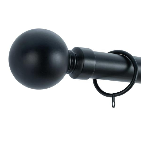 A.Unique Home Plain Ball Extendable Curtain Pole (25/28mm) (Matte Black,70cm - 120cm)