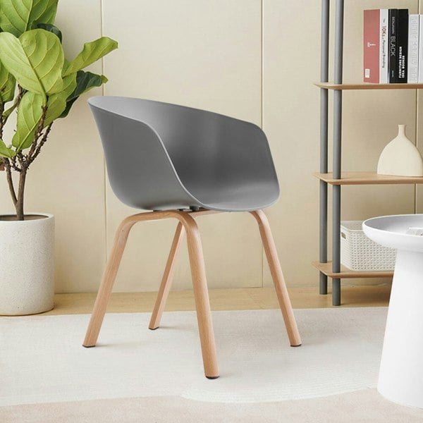 Modern Gray Plastic Chair with Heat Transfer-Printed Legs, Set of Four Living and Home