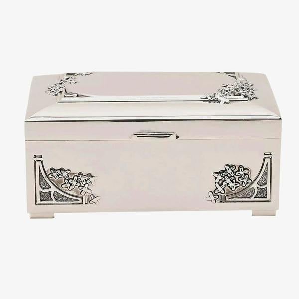 T. H. Baker Sophia Oblong Flower Design Trinket Box JTB101