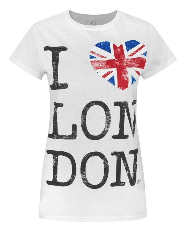 I Love London Womens White I Love London Text Short Sleeved T-Shirt