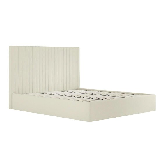 Wyld Haus Dublin Cream Upholstered 6ft Super King Size Ottoman Bed with Tall Ribbed Headboard