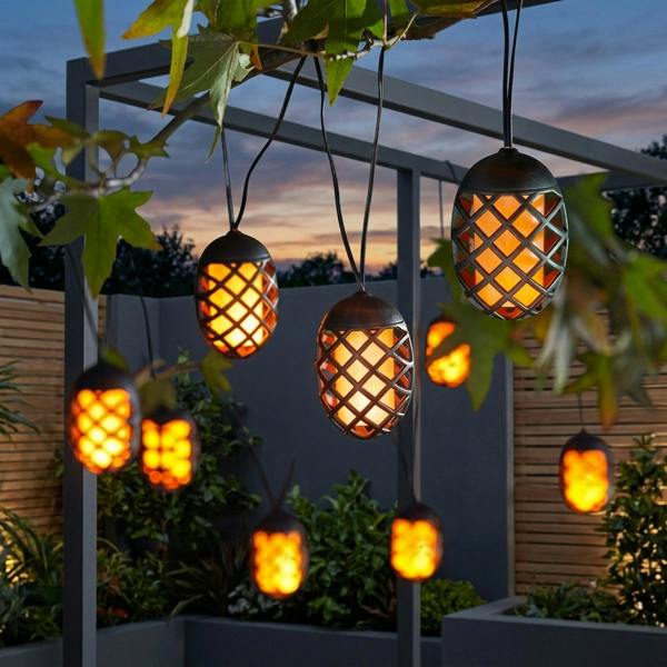 Garden Greatness Lunaria Flaming Solar Garden String Lights