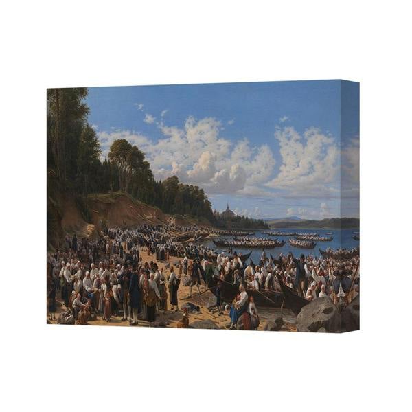 Benjamin Tate Design Historical Riverfront Crowd Canvas Wall Art Print Large