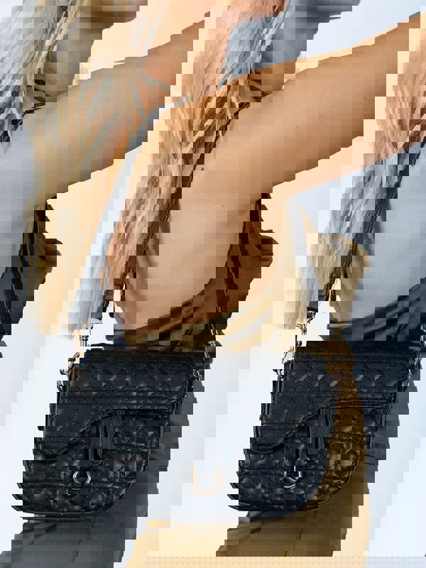 SVNX Quilted Crossbody Bag in Black