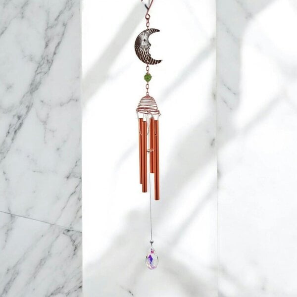 EDH Door Hardware Rose Gold Moon Wind Chime – 58cm x 8cm x 6cm | Celestial Hanging Chime for Garden, Patio & Home