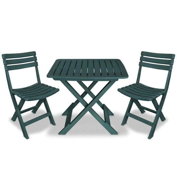 Berkfield 3 Piece Folding Bistro Set Plastic Green