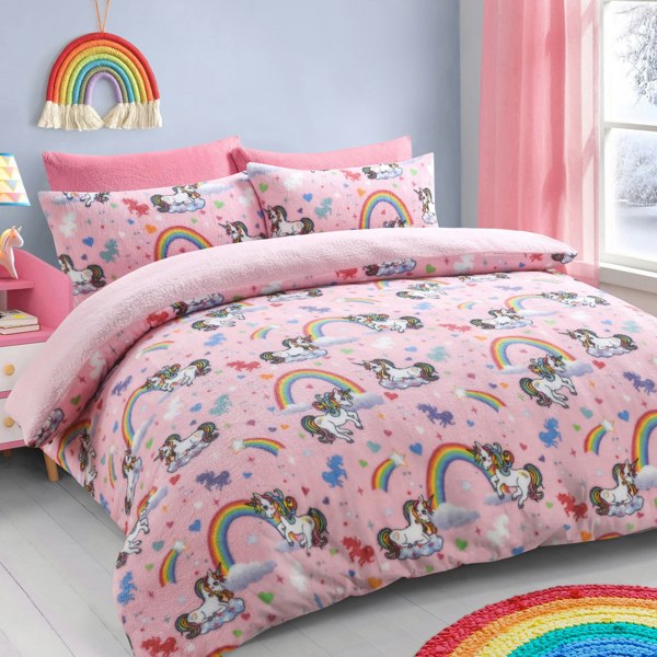 Velosso Teddy Fleece Style Multi-Coloured Duvet Cover Set with Matching Pillowcases - Cosy Bedroom Look, Durable Bedding Set