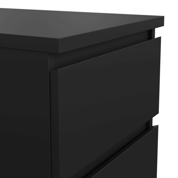 Wyld Haus Budapest Matt Black Wooden Bedside Table 2 Drawers