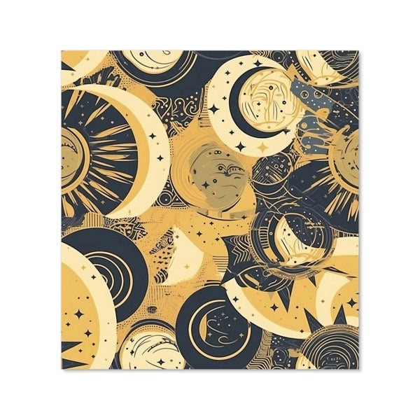 Warren Reed - Designer Blue Gold Moon and Sun Kitchen Splashback