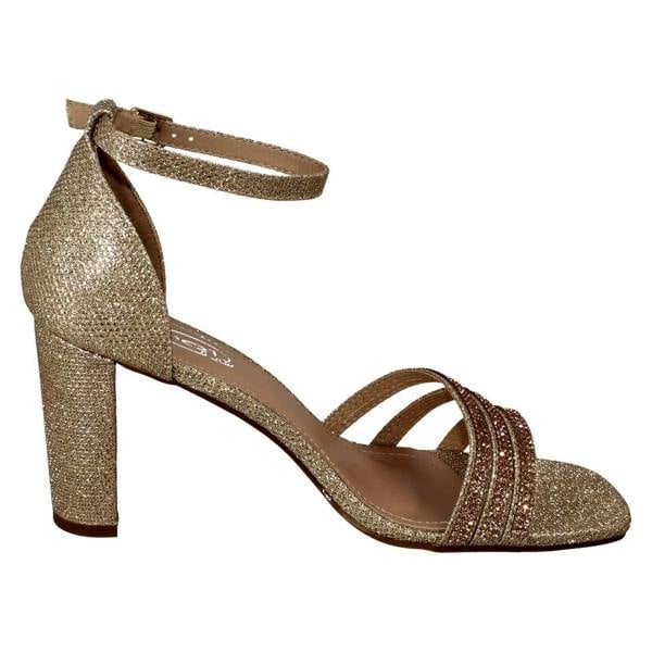 Spot On Ladies Spot On Ankle Strap Glitter Sandals F12036