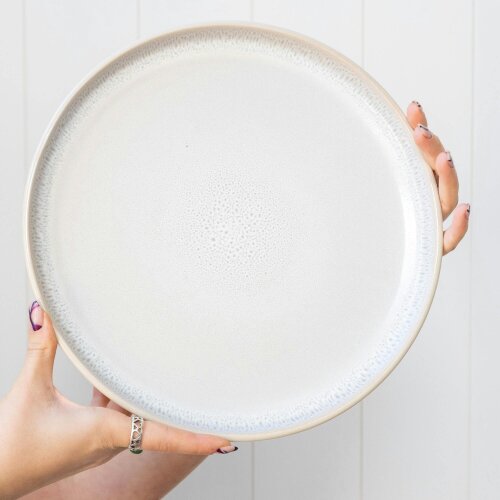 Scandi Home Stockholm Ceramic Dinner Plates, Set of 4, 27cm, Oatmeal Reactive Glaze