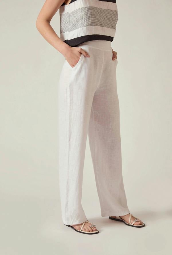 James Lakeland Relaxed White Linen Trousers