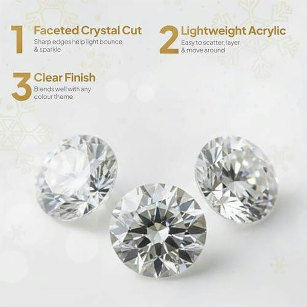 Shatchi 4.5mm Acrylic Confetti Diamonds Table Scatter Pack for Weddings, Parties and Seasonal Displays