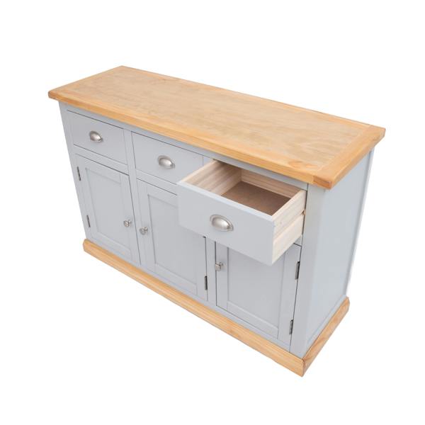 Cabinet Bits Bomporto Light Grey 3 Drawer 3 Door Sideboard Chrome Cup Handle