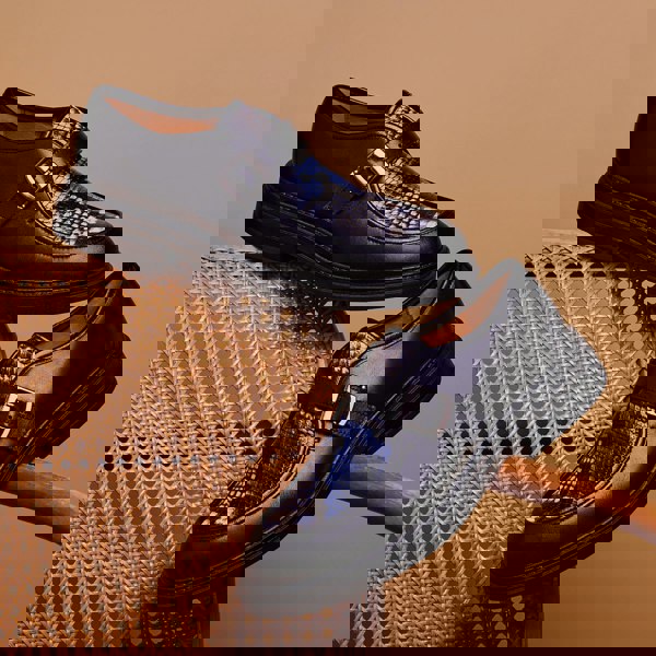 Embassy London Strapp - Black & Blue Snake - Women’s leather loafer with buckle