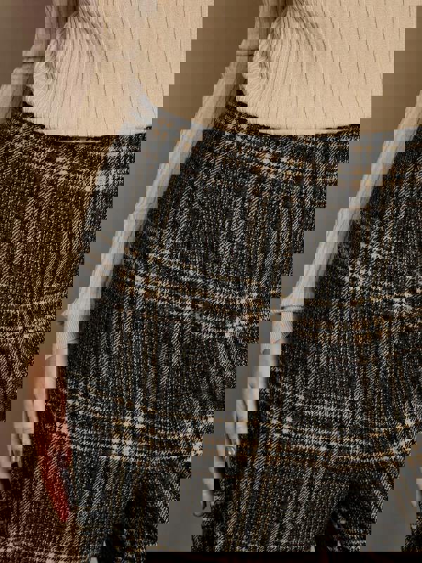 GWD Aimee Brown Check Wide-Leg Trouser