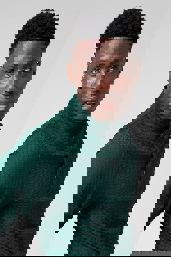 ENORSIA Textured Pattern High Neck Sweatshirt